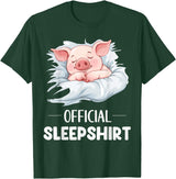 Cute Sleeping Pig Nightgown Sleepwear Pajama Official Sleepshirt Cute Sleeping Pig Animal Lovers Pajama T-Shirt - Dark Green