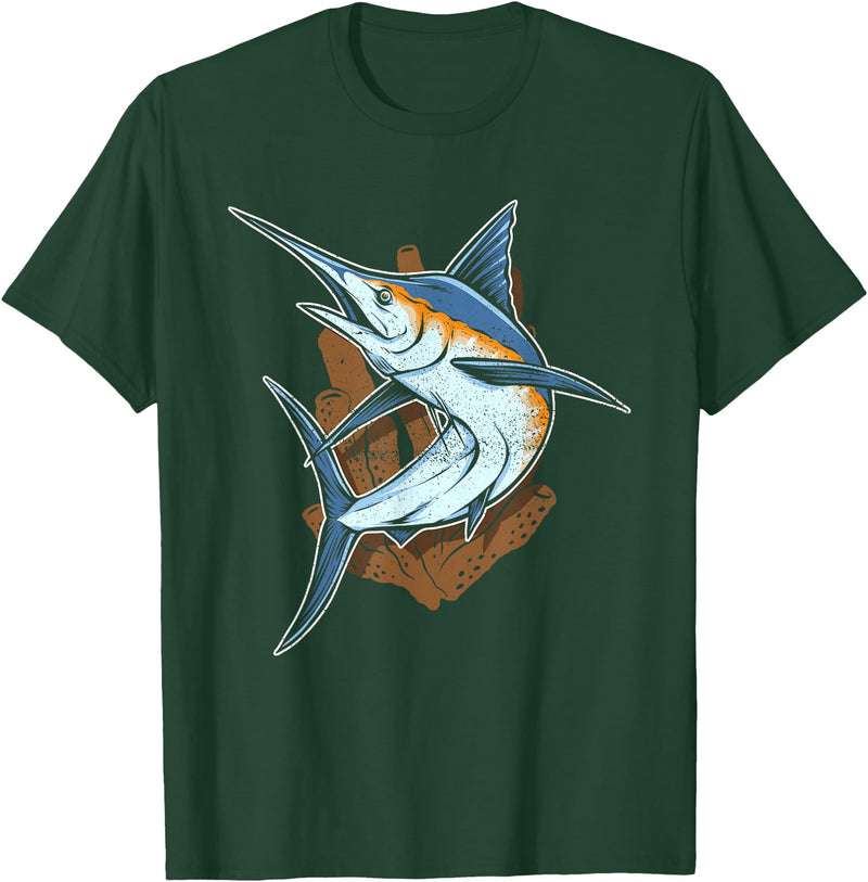 Fish Species Collection Gift Idea Fischerart Biology Swordfish Fish T-Shirt - Dark Green