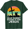 Silly Rabbit Easter Is for Jesus Christians Kids T-Shirt in Dark Green