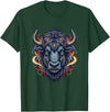 Wild Buffalo Bison Tribal Western Spirit Fierce Wild Bison Head Tribal Geometric Buffalo T-Shirt - Dark Green