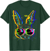 Trippy Rabbit Vibrant Glitch Effects Vaporwave EDM Lover T-Shirt in Dark Green