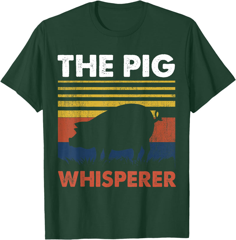 Funny Pig Farm Piggy Farmer Farming Gifts DAIMMER The Pig Whisperer T-Shirt - Dark Green