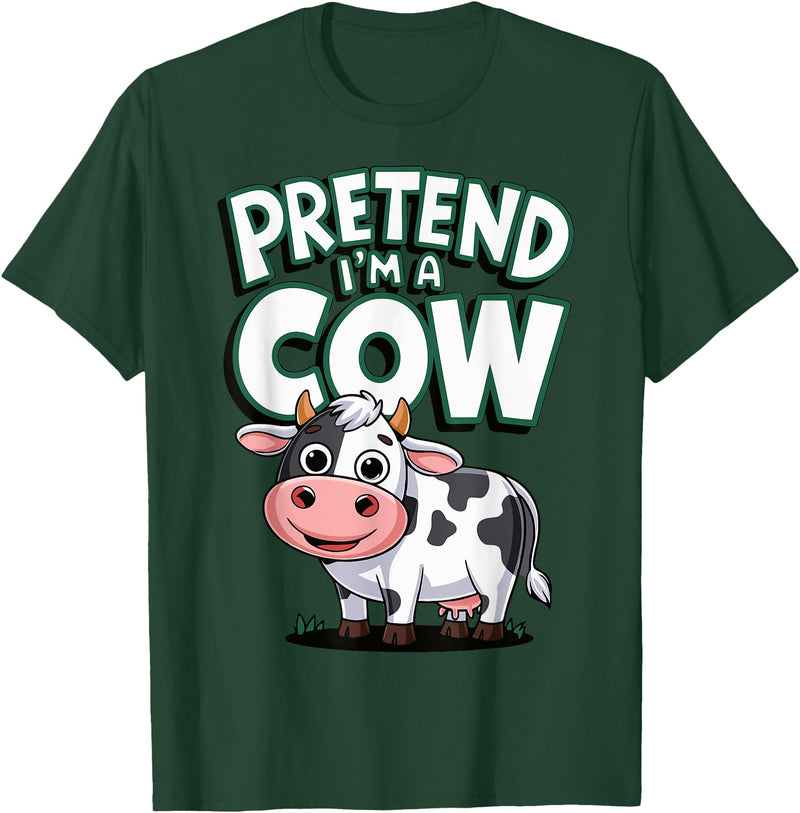 AnI'mal Cow Farm AnI'mal Halloween Costume Party Pretend I'm A Cow T-Shirt - Dark Green