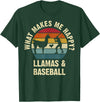 Llama and Baseball Lover Gifts Vintage Retro Baseball and Llama Lovers Vintage Funny Pet Sports cute T-Shirt - Dark Green