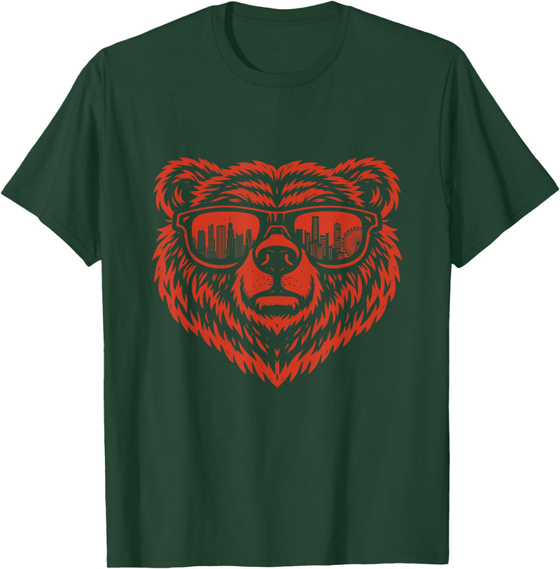 Bear Lover Merch Bear Sunglasses - Bear Lover T-Shirt - Dark Green