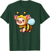 Funny Mini Pig Gifts Mini Pig Bee Pet Funny Animal T-Shirt - Dark Green