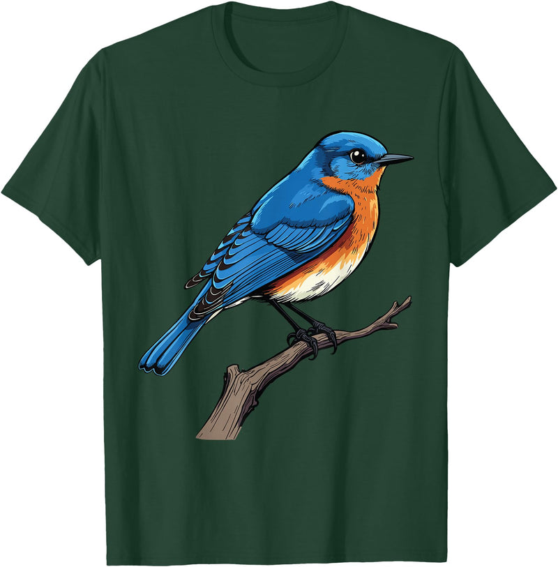 Eastern Bluebird by AKH Eastern Bluebird T-Shirt - Dark Green