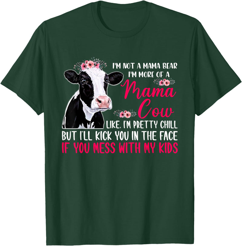 Mother's Day Gifts I'm Not A Mama Bear I'm More Of A Mama Cow Floral Mother Day T-Shirt - Dark Green