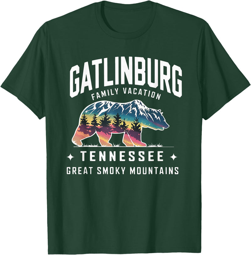 Gatlinburg Family Vacation Tees Family Vacation Mountains Gatlinburg Tennessee Bear Souvenir T-Shirt - Dark Green