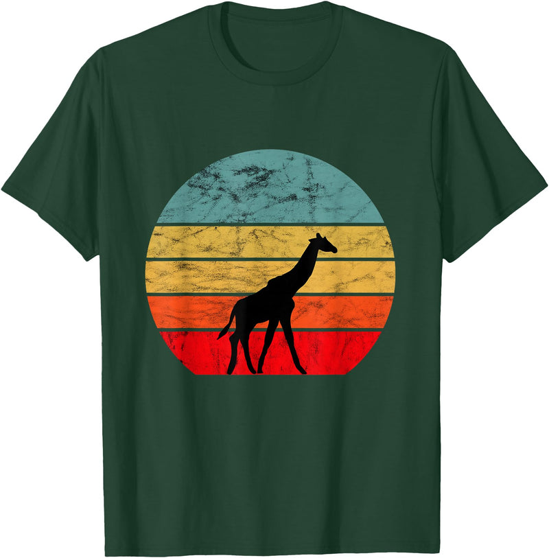 Giraffe Safari Animal Giraffe Retro Vintage Sunset African Animals T-Shirt - Dark Green