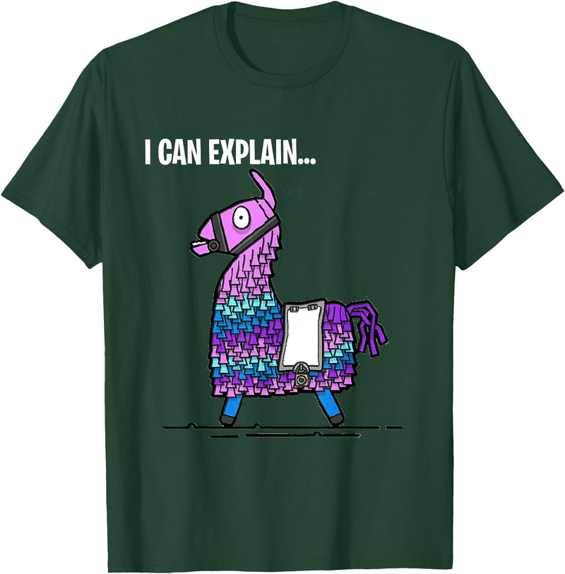 Funny gaming T-Shirts Loot Llama I Can Explain Gaming T-Shirt T-Shirt - Dark Green