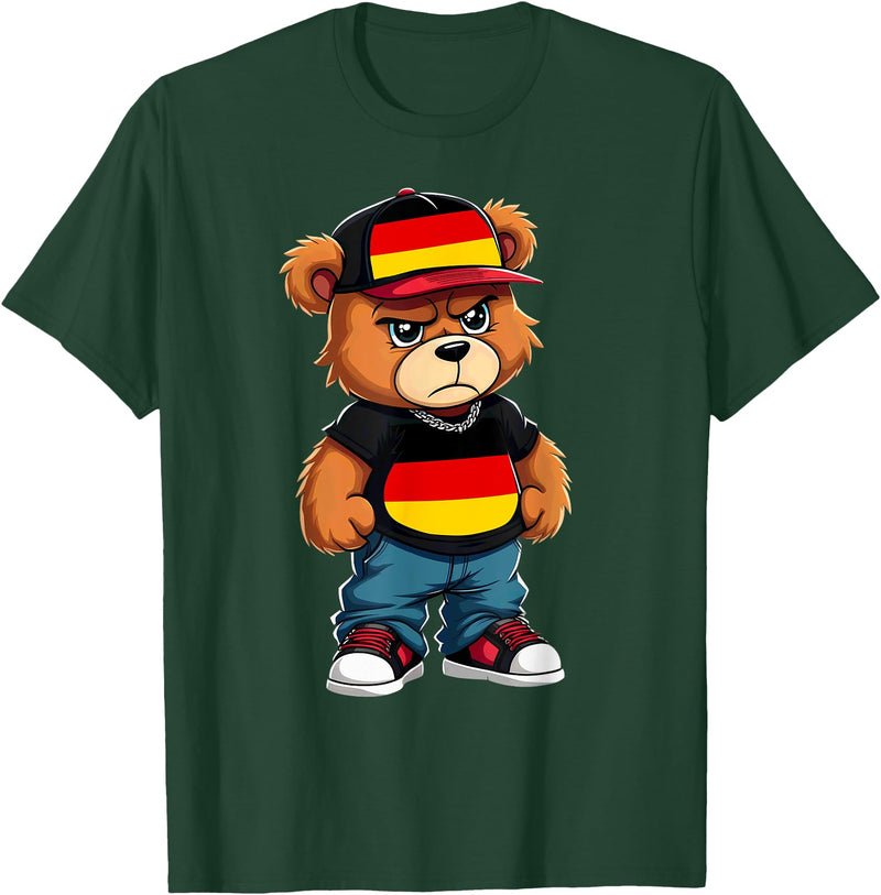 German Teddy Bear Breakdance Rapper German Flag Teddy Bear Germany Hip Hop T-Shirt - Dark Green
