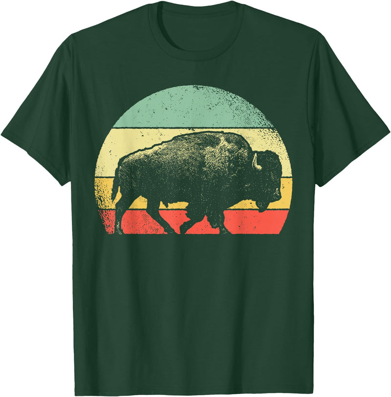 Bison Lover Gifts Wildlife I Bison Natural Reserve Vintage Buffalo Graphic Crew Neck Short Sleeve Regular Fit T-Shirt -