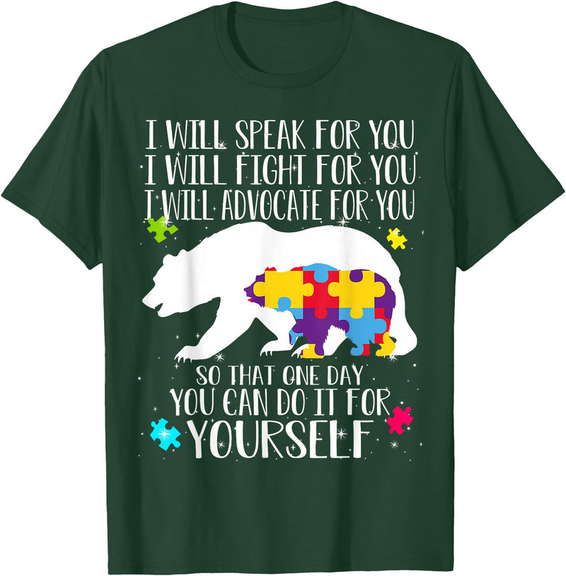 Mama Papa Bear Shirt Autism Awareness Shirt For Women Men T-Shirt - Dark Green
