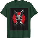 Bunny Anime Goth Scary Men Women Creepy Gothic Anime Rabbit T-Shirt in Dark Green