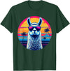 Llama Alpaca Vintage Art Co. Llama Alpaca Retro 80s Style T-Shirt - Dark Green