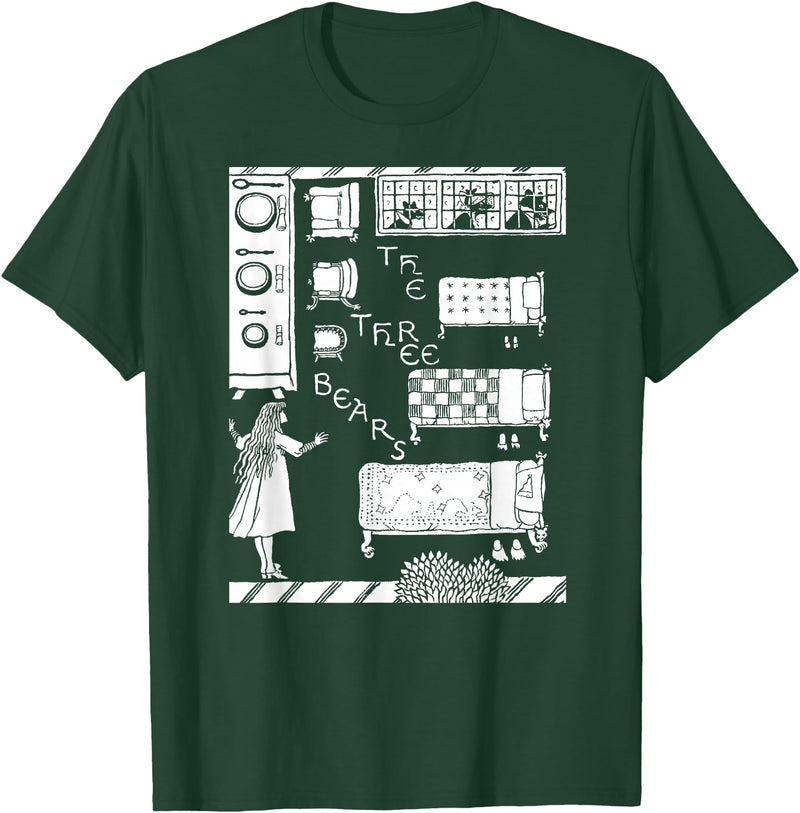 Vintage Fairy Tale Shirts The 3 Bears Vintage Goldilocks Retro Fairy Tale T-Shirt - Dark Green