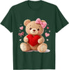 Cute Crochet Valentine Love Art Studio Be My Valentine Cute Crochet Yarn Teddy Bear Love T-Shirt - Dark Green