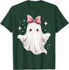 Halloween Ghost Coquette Bow Tee Ghost Coquette Bow Halloween Kawaii Girls Women Spooky T-Shirt - Dark Green