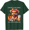 Cute Highland Cow I'm Not A Mess I'm Not A Hot Mess I'm A Spicy Disaster Cheeky Highland Cow T-Shirt - Dark Green