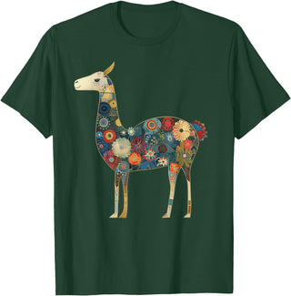 We Love Llamas & Alpacas - Peru Souvenirs Co. Llama Alpaca Floral Colorful Flowers Peru Peruvian Souvenir T-Shirt - Dark Green