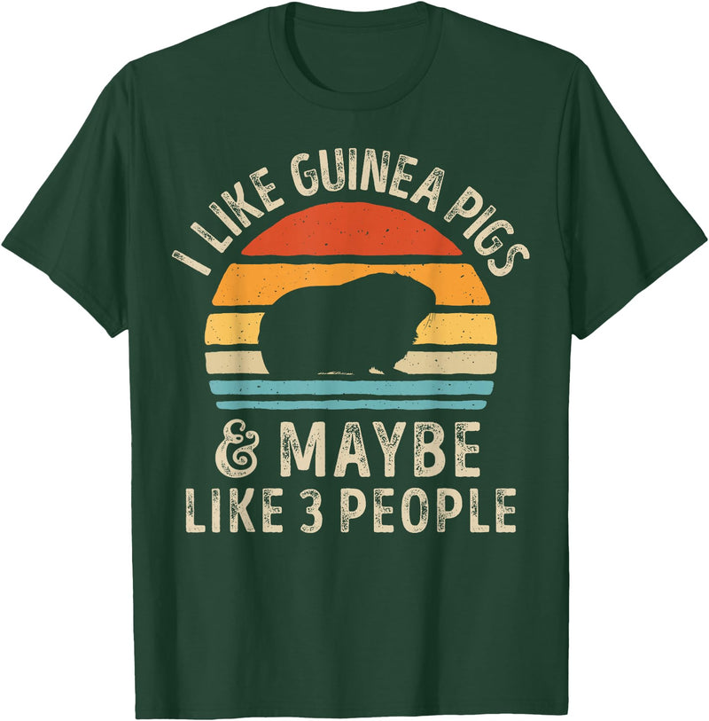 Guinea Pig Wheek Squad I Like Guinea Pigs and Maybe 3 People Guinea Pig Retro Men T-Shirt - Dark Green