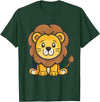 Funny Lion and African Animals Design Cute Lion for Kids T-Shirt - Dark Green