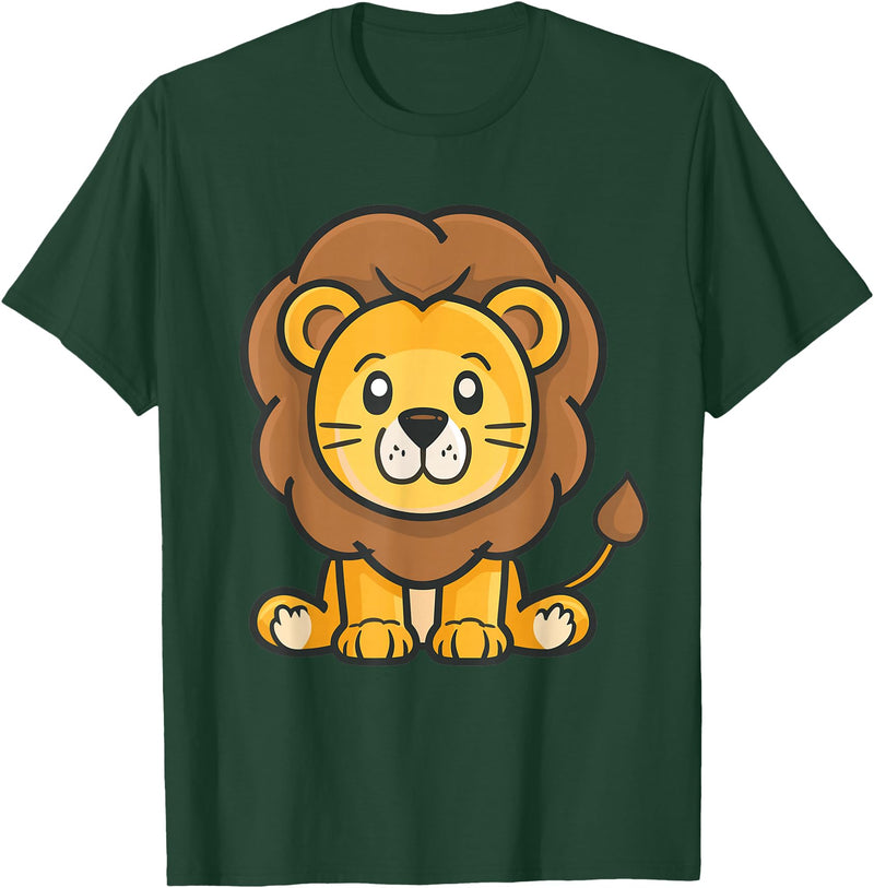 Funny Lion and African Animals Design Cute Lion for Kids T-Shirt - Dark Green