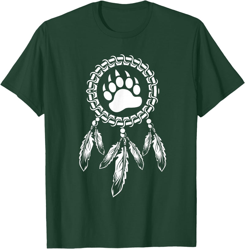 Indigenous Native American For Men Traditional Dreamcatcher Women Bear Native American T-Shirt - Dark Green