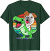 English Bulldog Funny Dinosaur Kids Mom Gift Tees Funny English Bulldog Riding Cute T-Rex Dinosaur Dog Mom T-Shirt - Dark