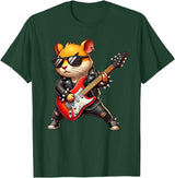 Hamster Electric Guitar Concert Music Lover Men Women Kids T-Shirt - Dark Green