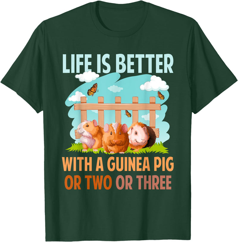 Cute Guinea Pig Apparel Life Is Better With A Guinea Pig Wheek Cavy Lover T-Shirt - Dark Green