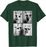 Funny Animal Photography Clothing Co. Funny Llamas with Sunglasses Cool Llama Animals Photo Booth T-Shirt - Dark Green