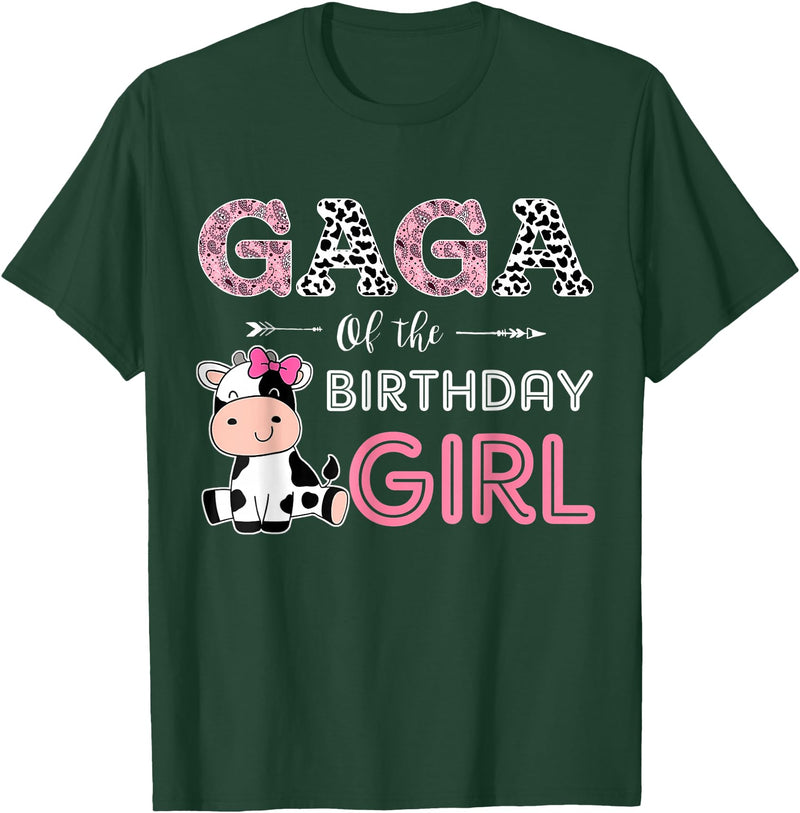 Cow Birthday Cow Lover Gifts For Family Men Woman Gaga of The Birthday Girl Farm Cow Grandma Matching Family T-Shirt - Dark