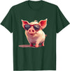 Funny Piggy Pig Sunglasses Piggy Costume for bespectacled Pigs Lovers T-Shirt - Dark Green