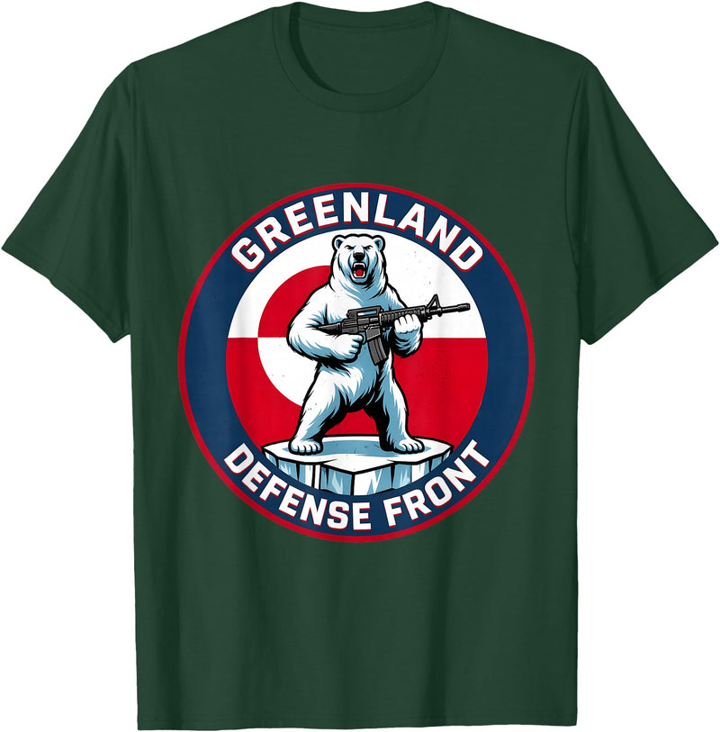 Greenland Lover Stuff Greenland Defense Front Polar Bear Greenland is not for Sale T-Shirt - Dark Green