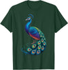Peacock Peafowl Colorful Bird Peacock Illustration T-Shirt - Dark Green