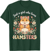Just a Girl Who Loves Hamsters Cute Floral Pet Aesthetic T-Shirt - Dark Green
