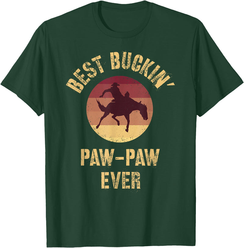 Dad & Grandpa Gifts for Special Occasions Best Buckin' Paw-Paw Ever Western Rodeo Cowboy Bucking Horse T-Shirt - Dark Green