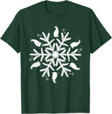 Snowflake Christmas Rabbit T-Shirt in Dark Green