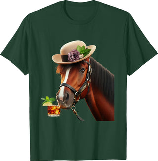 Funny Horse Derby Shirt Vintage Retro Apparel Funny Horse Derby Party T-Shirt - Dark Green
