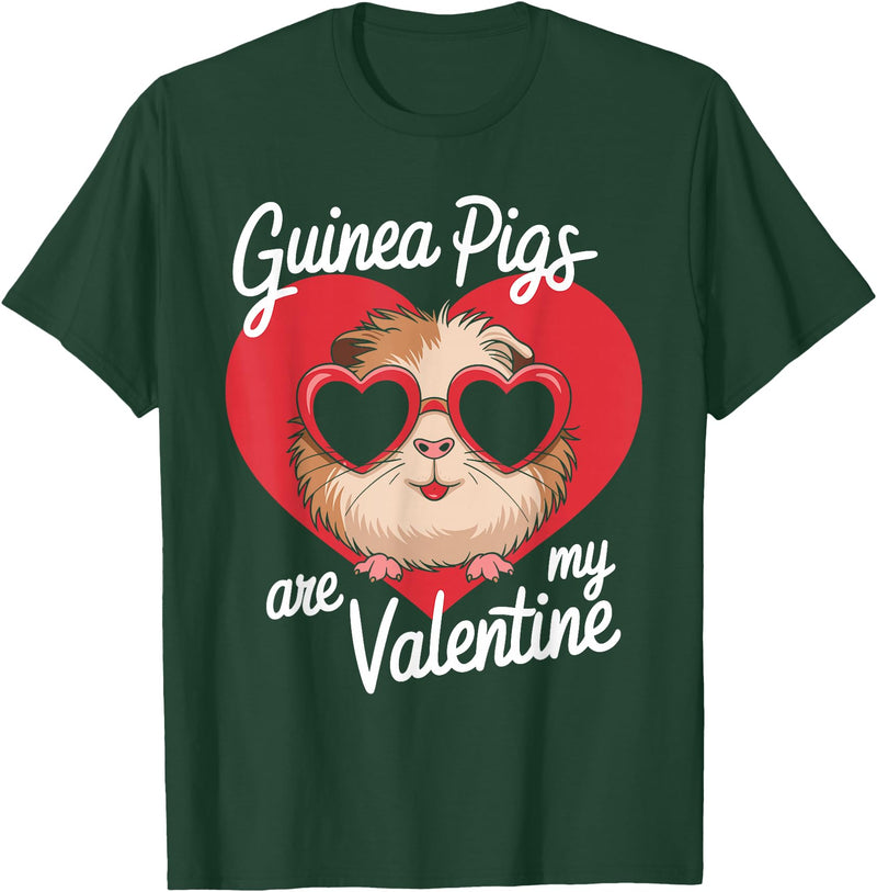 Funny Guinea Pig Lover Apparel for Kids Women Guinea Pigs Are My Valentine Cute Rodent Valentines Day T-Shirt - Dark Green