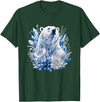 Arctic Polar Bear Crystal Flowers Nature Majestic Arctic Polar Bear with Ice Flowers Fantasy T-Shirt - Dark Green