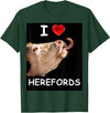 WhiteHorseDepot I Love Herefords with Cow Tongue T-Shirt - Dark Green