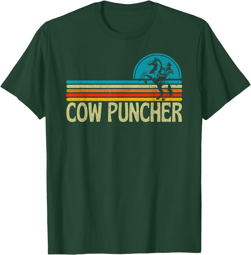 Cow Puncher Cowboy Graphic Funny Western Cow Puncher Cowboy Country T-Shirt - Dark Green