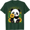 Panda Lover Gift Co. Panda Bear with Sunflowers, Panda Bear T-Shirt - Dark Green