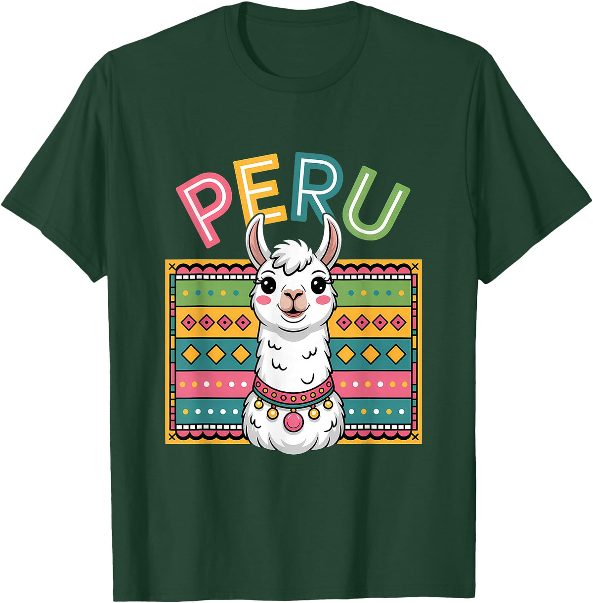 Peru Flag Peruvian Roots Peru Llama Peruvian Roots Peru Heritage T-Shirt - Dark Green