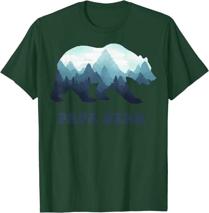 Dramabite Papa Bear Wildlife Father's Day Gift for Dad, Daddy or Dada T-Shirt - Dark Green