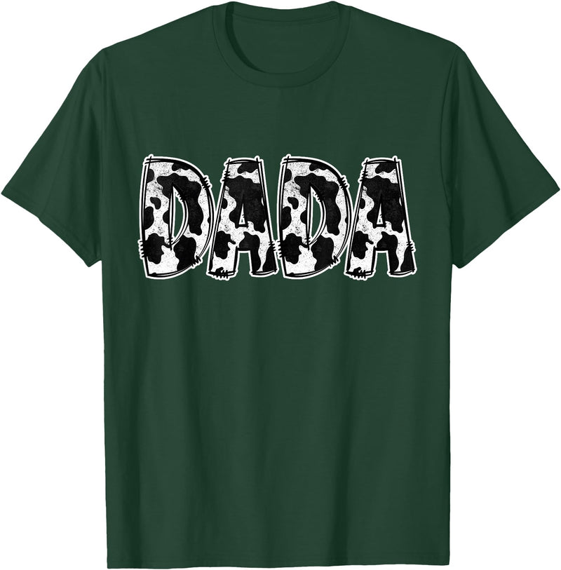Cow Print Designs for the whole Family Dada Cow Pattern Cow Print T-Shirt - Dark Green