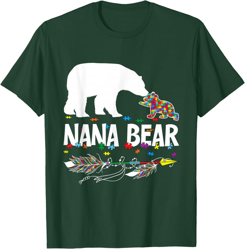 Nana Bear Autism Family Shirt Cute Nana Bear Autism Awareness Shirt Autistic Family T-Shirt - Dark Green
